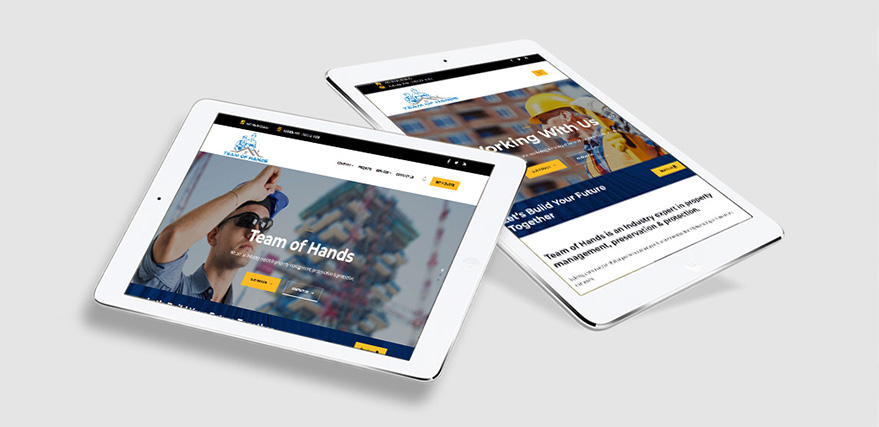 Team of hands home page Layout